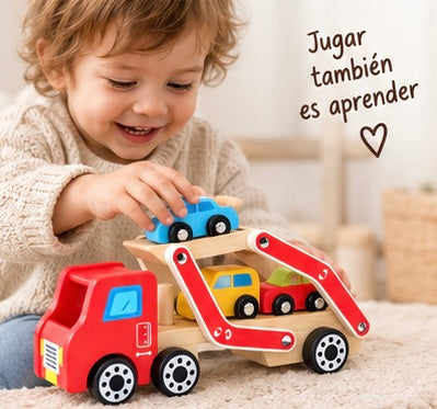 Camión de autos de madera