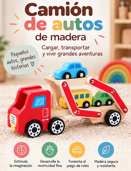 Camión de autos de madera