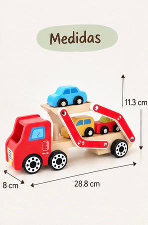 Camión de autos de madera