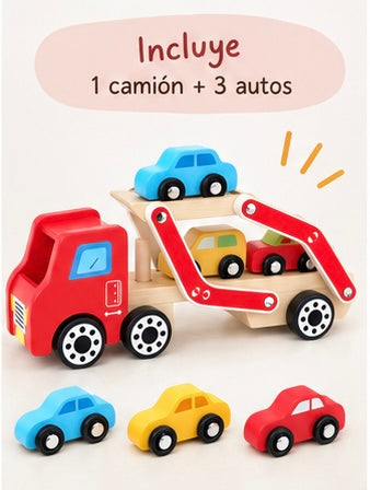 Camión de autos de madera