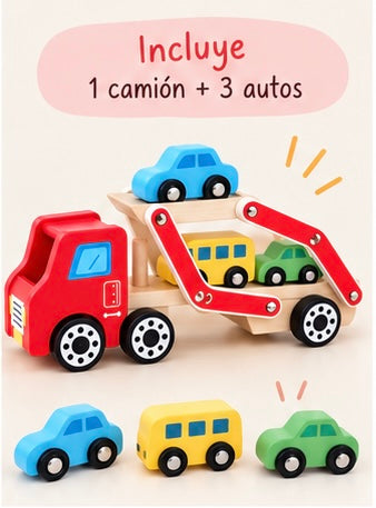 Camión de autos de madera