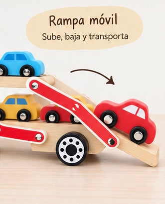 Camión de autos de madera